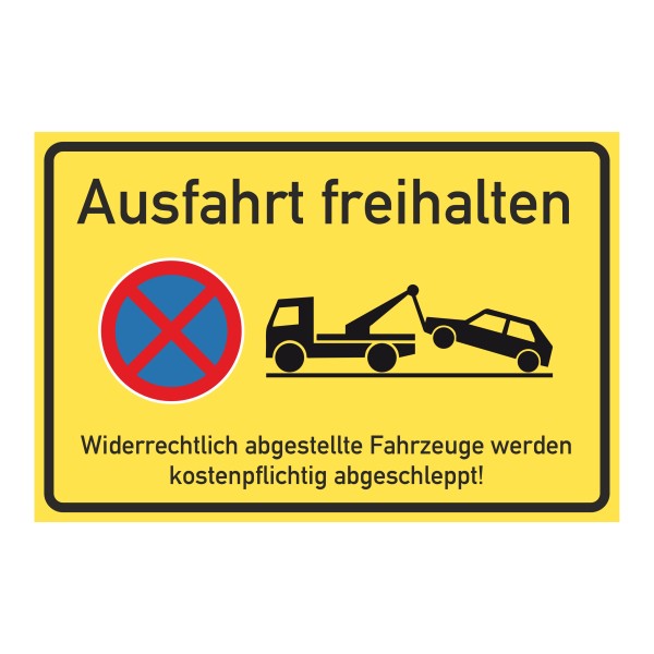 Ausfahrt freihalten | gelb | Hinweisschild für Gewerbe und Privat